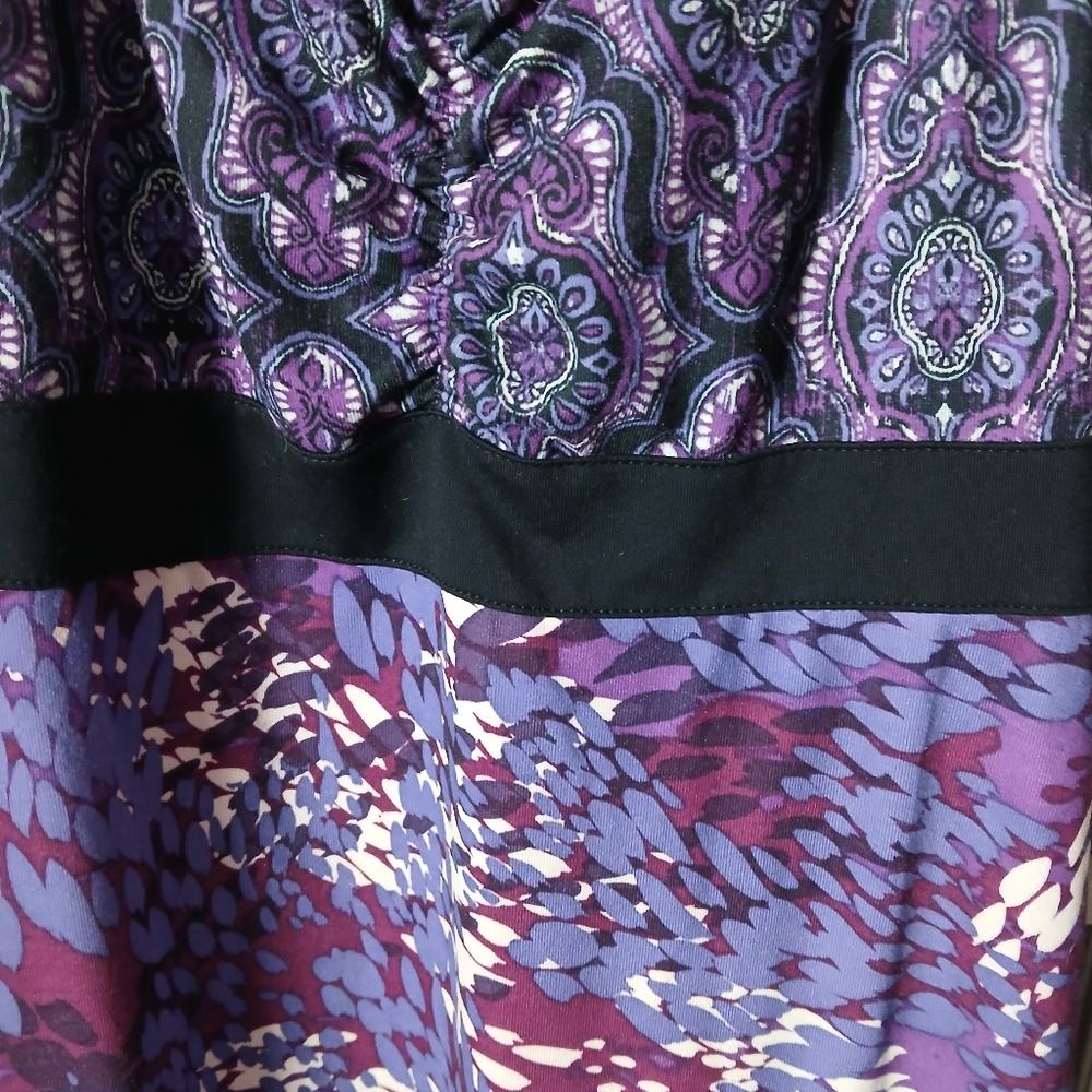 Prana Dress Women's Size Medium Black Purple Active Floral Shelf Bra Racerback - Picture 10 of 12